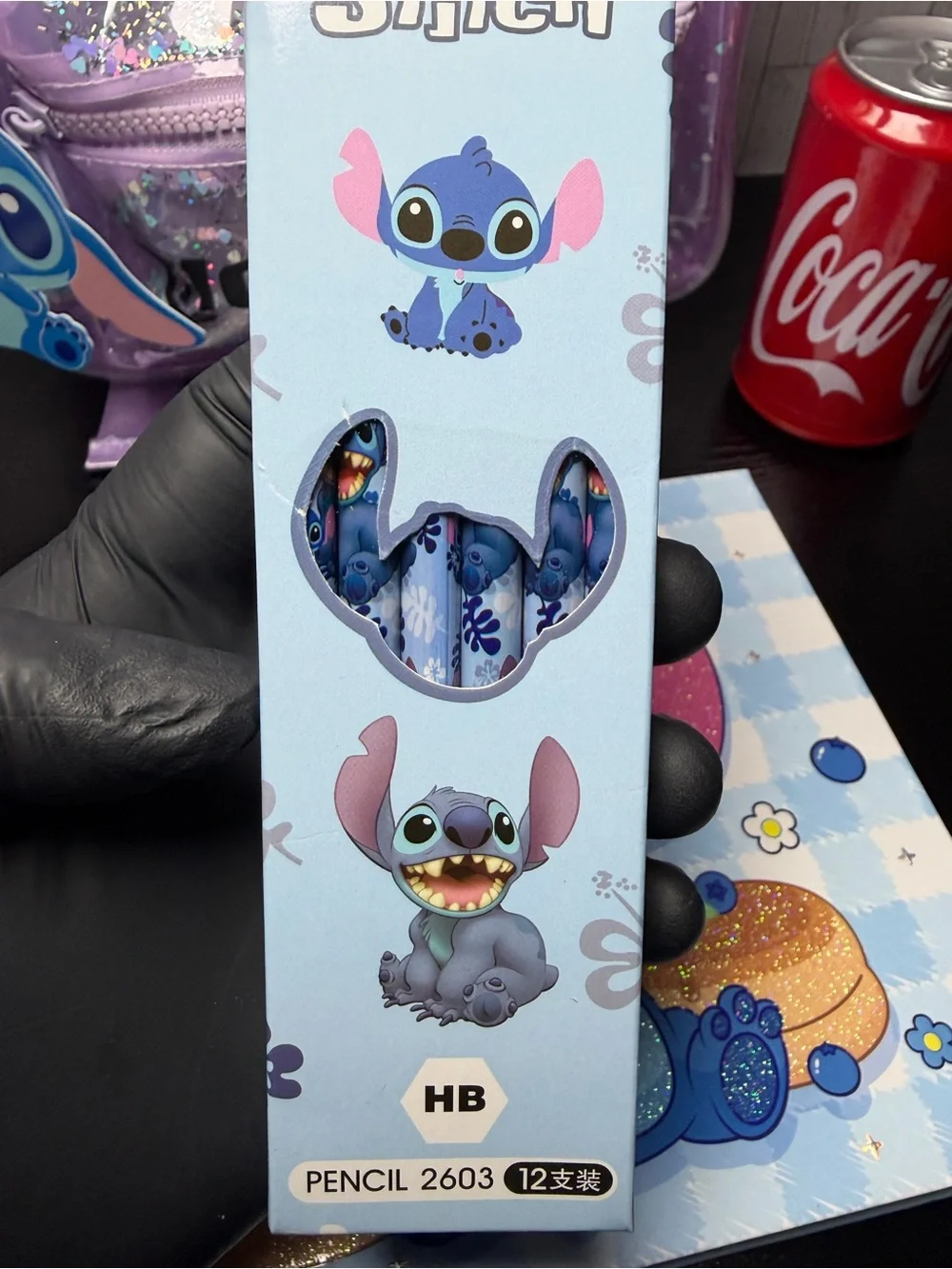 Stitch Purple Glitter Backpack Bundle